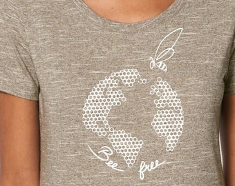 eco-activist organic T-shirt BEE FREE Fair Trade Artisan France vegan ethical fashion