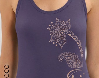 Women yoga organic tank top HENNA tattoo Fair Trade Artisan France vegan ethical fashion