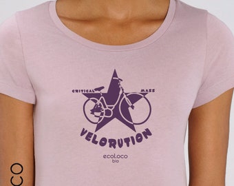 T-shirt bio d'été VELORUTION imprimé en France artisan faiwear vegan