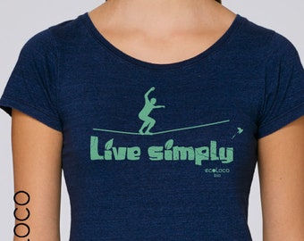 T-shirt bio LIVE SIMPLY imprimé en France artisan mode éthique équitable vegan