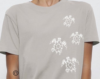 T shirt bio TORTUES MAORIS  imprimé en France artisan mode éthique équitable vegan