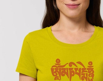 Women yoga organic T-shirt COMPASSION MANTRA Fair Trade Artisan France vegan ethical fashion