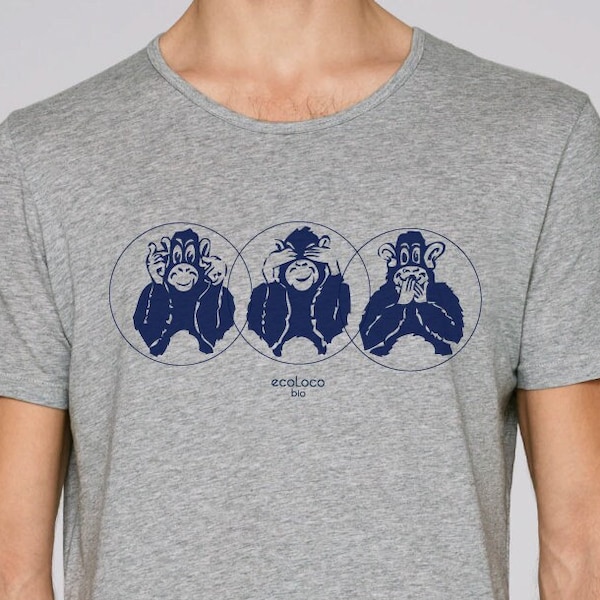 3 singes de sagesse  t shirt coton bio