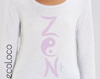 Women yoga organic T-shirt Yoga zen yin yang Fair Trade Artisan France vegan ethical fashion