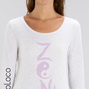 Organic T-Shirt ZEN yin-yang calligraphy  - Hand-Silkscreened in France with love - Fair Trade Vegan Gots Certified for yoga and more