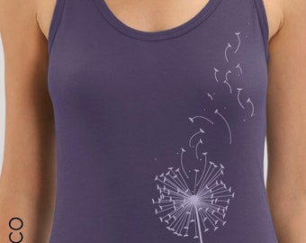 Women yoga organic tank top DANDELION Fair Trade Artisan France vegan ethical fashion