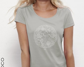 T-shirt bio LA ROUE de la VIE modal imprimé en france artisan fairwear vegan