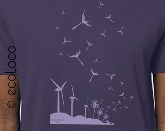 eco-activist organic T-shirt WIND TURBINE Fair Trade Artisan France vegan ethical fashion