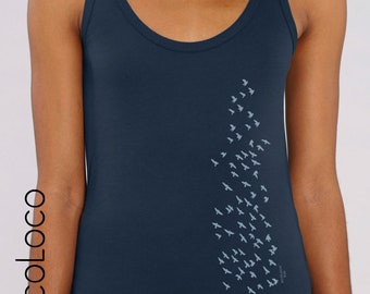 organic Tank Top BIRDS Fair Trade Artisan France vegan  ethical fashion