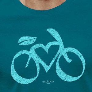 Maglietta da ciclismo biologica da uomo "Love", commercio equo e solidale, vegana, moda etica, artigianale - Serigrafata a mano con amore in Francia, GOTS