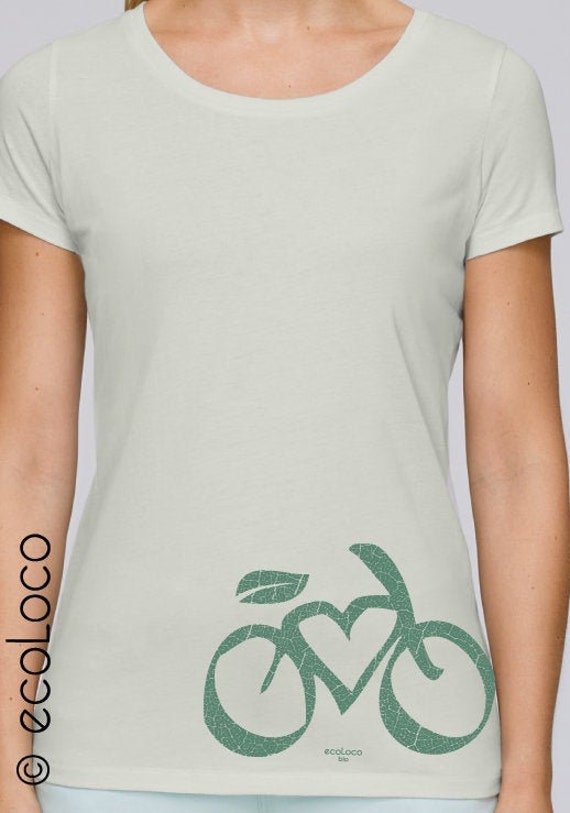 Organic Fair Trade Women T-shirt LOVE CYCLING -vegan Eco-friendly
