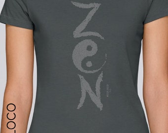 Women yoga organic T-shirt Yoga zen yin yang Fair Trade Artisan France vegan ethical fashion