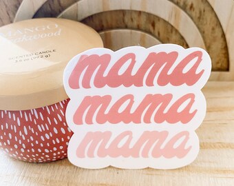 Mama Trio Vinyl Sticker for Laptop, Pink Mama Sticker Gift, Retro Mama Print Sticker, Vinyl Mama Sticker for Water Bottles