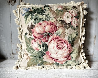 beautiful French Aubusson style needlepoint cushion by Chelsea Textiles
