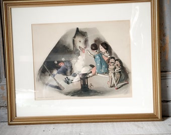 A mounted and framed antique chromolithographic print by Florence K. Upton