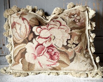 A beautiful French Aubusson style needlepoint cushion by Chelsea Textiles