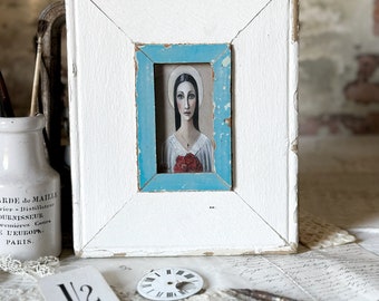 Beautiful framed portrait of a lady miniature print