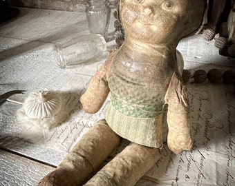 Gorgeous early Deans Rag book printed doll with flowers