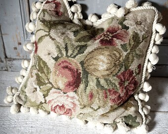 A beautiful French Aubusson style needlepoint cushion by Chelsea Textiles