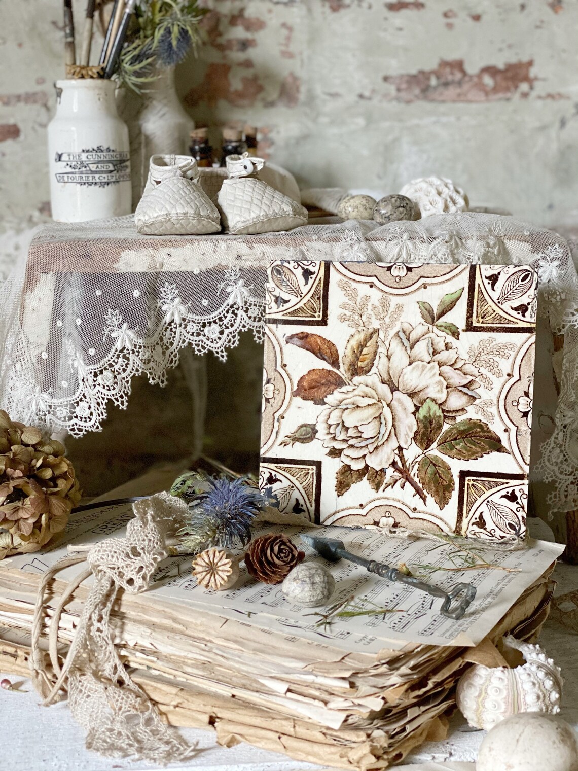 Una baldosa antigua de azulejo victoriano junto a la chimenea | Etsy