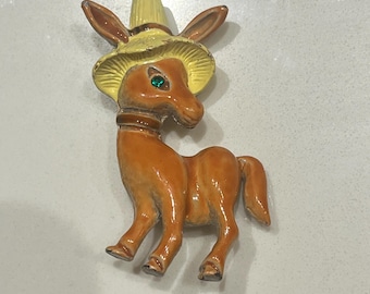 Vintage Gerry’s Donkey Pin z żółtym kapeluszem