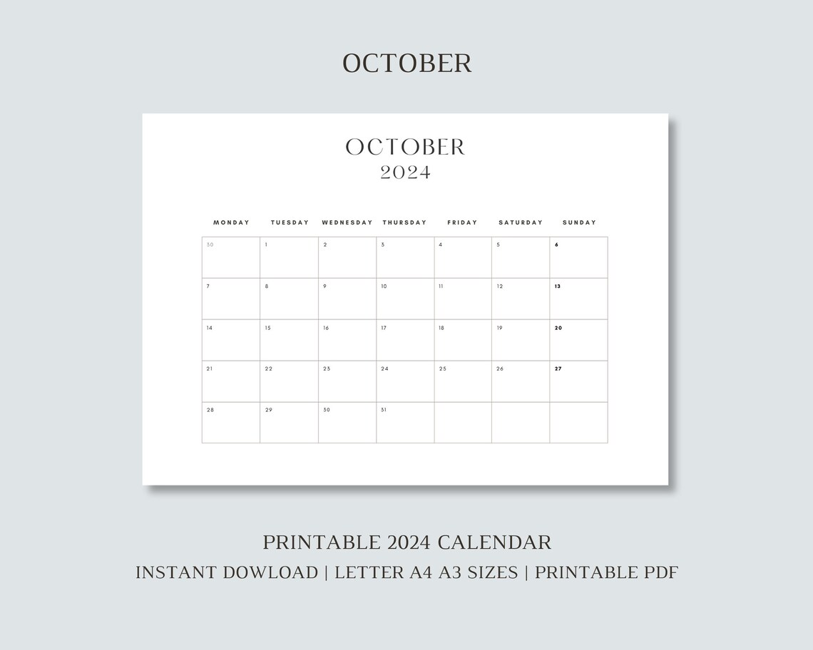 2024 Calendar | 2024 Monthly Planner | Printable PDF | Sunday & Monday ...