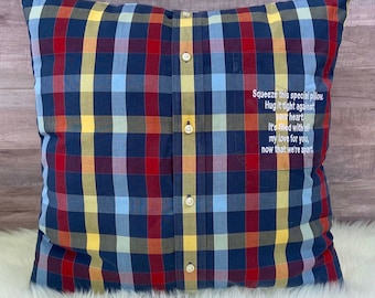 Memory Pillow made from Shirt, Keepsake Pillow Made from Loved Ones Clothes, Sympathy Gift for Loved Ones