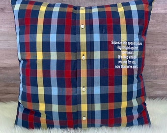 Memory Pillow made from Shirt, Keepsake Pillow Made from Loved Ones Clothes, Sympathy Gift for Loved Ones