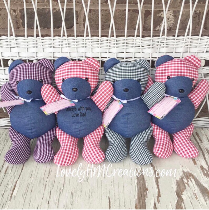 PERSONALISED Unique Keepsake Handcrafted Personal Memory Bear EMBROIDERED