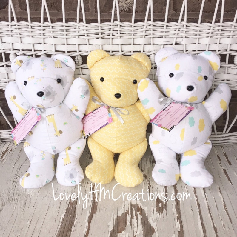 Baby Memory Bear 13 Keepsake Bear Embroidered Baby Bear Newborn Gift Made from Baby Clothes image 8