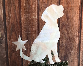 Labrador Retriever, Dog Tree Topper, Holiday Decoration, Aluminum, Christmas Tree Topper, Silver, Metal, Lab, Dog Lover