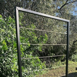 Trellis, Stainless Steel Wire, Modern, Metal Frame, Wall Mount or Staked, Garden, Lightweight, Handmade, 2 Sizes 60" x 22" OR 60" x 33"