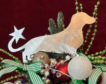 Dachshund, Weiner Dog, Dog Christmas Tree Topper, Holiday Decoration, Aluminum, Dog Tree Topper, Doggie Tree Topper, Doxie