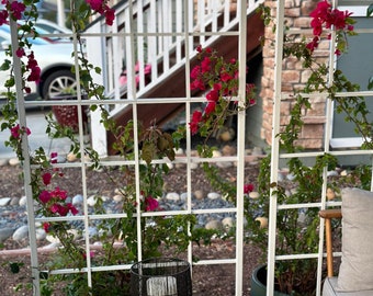 White, 6ft x 3ft, Classic Metal Garden Trellis, Staked, Limited number available for quick ship, see other listings for other sizes