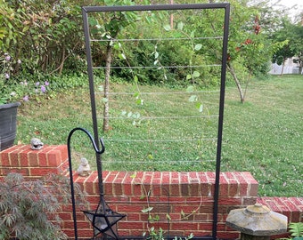 Trellis, Stainless Steel Wire, Modern, Metal Frame, Wall Mount or Staked, Garden, Lightweight, Handmade, 2 Sizes 60" x 22" OR 60" x 33"