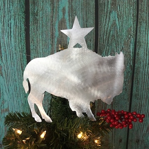 American Buffalo, Bison Christmas Tree Topper, Wreath Decoration, Holiday Decoration, Ranch, Western, Aluminum