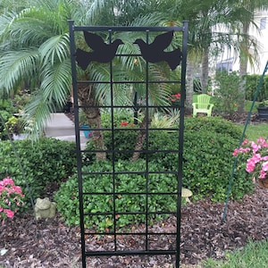Decorative Metal Garden Trellis, with Doves, Plant Trellis, Rust Free, Handcrafted, 65&quot; x 27&quot;, garden, yard art, for vines, lightweight