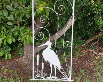 Vintage Reproduction, Egret in the Cat Tails, Screen Door Grille, Attach to any Screen Door, Metal, Custom Sizes and More Colors Available