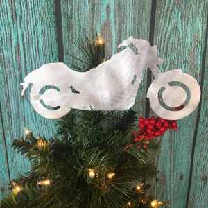 Motorcyle, Christmas Tree Topper, Wreath Decoration, Holiday Decoration, Wall Hanging or Yard Art, Metal, cruiser, Metal, cycle