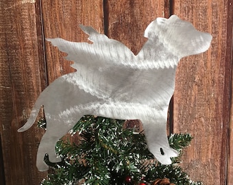 great gift Christmas Tree Topper Beautiful Silhouette in Metal Wall hanging or shelf art or yard stake Dalmatian Angel Dog