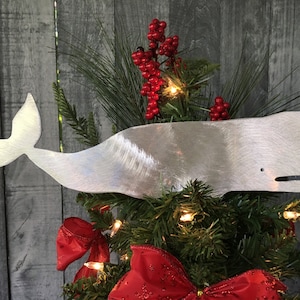 Nantucket Whale, Christmas Tree Topper, Wreath Decoration, Holiday Decoration, Wall Hanging or Yard Art, Metal, Cape Cod Christmas