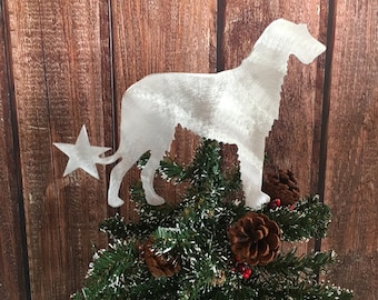 Irish Wolfhound, Dog Tree Topper, Holiday Decoration, Wreath Decoration, Christmas, Aluminum, Dog Stars, Puppy, Dog Lover Gift, Pet Memorial
