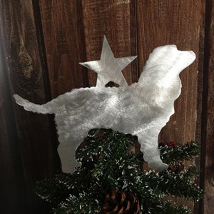 American Water Spaniel with Star, Metal Dog Tree Topper, Holiday, Wreath Decor, Christmas, Aluminum, Yard Stake or Wall Hanging, lightweight