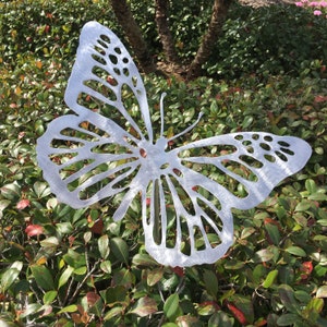 Metal Yard Art BUTTERFLY, 15 inch, Garden Art, Yard Art, Aluminum, Large, Hand Burnished Finish, Hand Made, Fairy Garden Decor, rust free