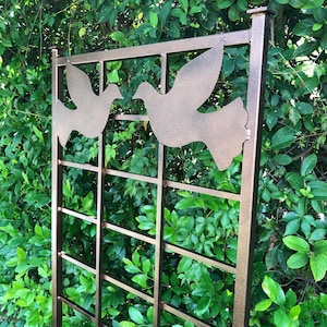 Decorative Metal Garden Trellis, Doves Plant Trellis, Rust Free, Handcrafted, 65&quot; x 27&quot;, garden, yard art, for climbing vines, lightweight