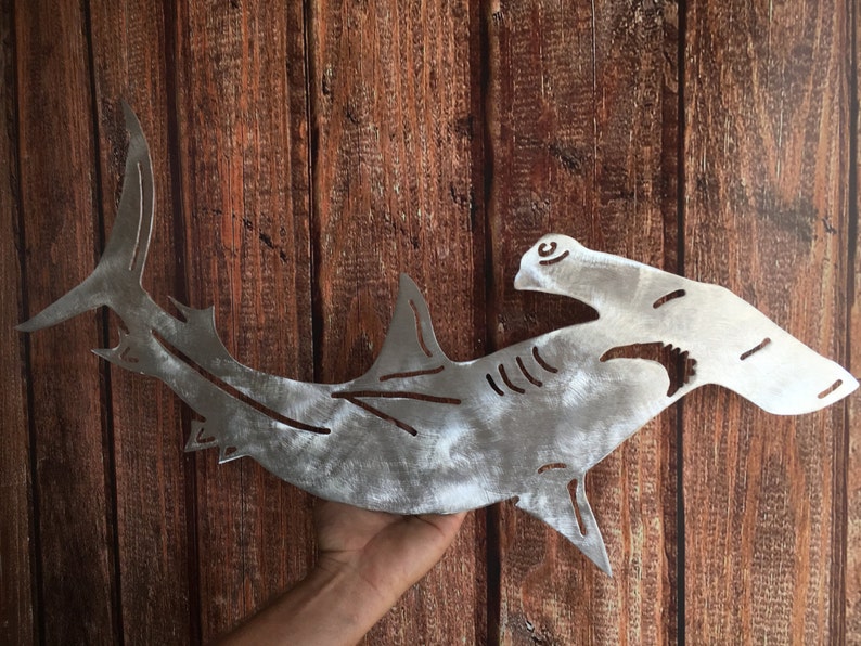 Great Man Cave Gift Hammerhead Shark Metal Wall Art Etsy