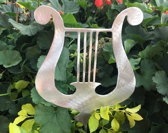 Lyre, Yard Stake, Plant Stake, Garden Stake, or Wall Hanging, Musician Gift, Musical Instrument, Orchestra, Handcrafted, metal art