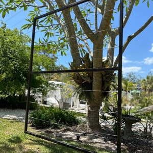 Large Sizes, Modern, Metal Garden Trellis, Minimalist, Stainless Steel Wire, Multi-Sizes, Wall Mount or Staked, Many Colors, Aluminum Frame