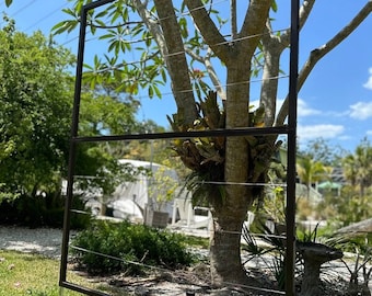 Large Sizes, Modern, Metal Garden Trellis, Minimalist, Stainless Steel Wire, Multi-Sizes, Wall Mount or Staked, Many Colors, Aluminum Frame