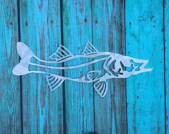 Snook Metal Wall or Garden Art, Great gift for Fisherman, Father's Day, aluminum, indoor or outdoor, won't rust or tarnish